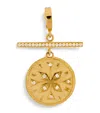 Azlee Small Yellow Gold And Diamond Compass Coin Charm In Gold