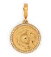 Azlee Small Yellow Gold And Diamond Cosmic Coin Charm In Gold