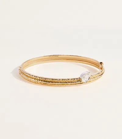 Azlee Yellow Gold And Diamond Dewdrop Bangle