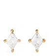 Azlee Yellow Gold And Diamond Lozenge Stud Earrings