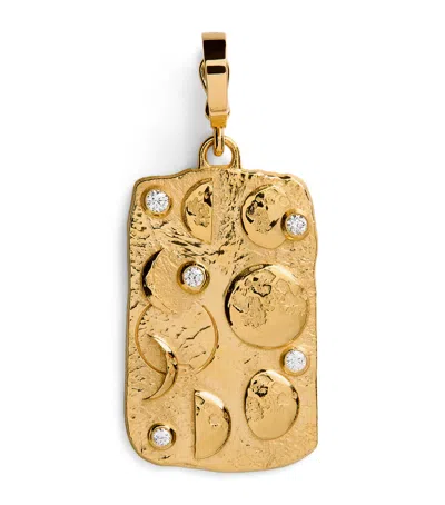 Azlee Yellow Gold And Diamond New Beginnings Moon Phases Charm