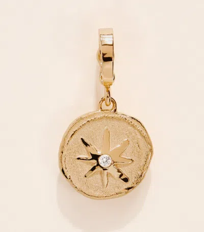 Azlee Yellow Gold And Diamond Petite Dreams Charm In Gray