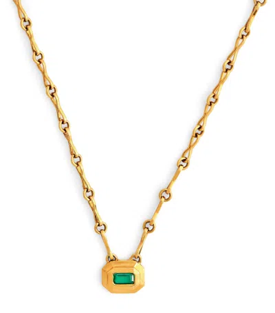 Azlee Yellow Gold And Emerald Staircase Necklace