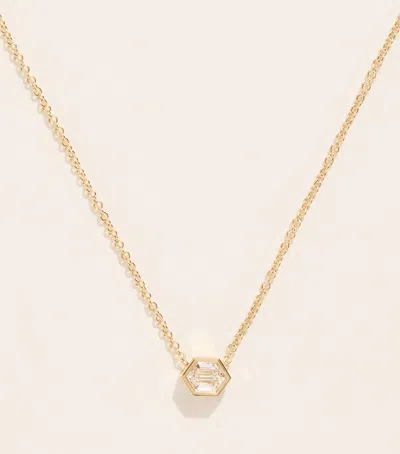 Azlee Yellow Gold And Hexagon Diamond Trace Necklace