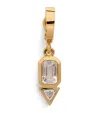 Azlee Yellow Gold, Moonstone And Diamond June Charm In Gold
