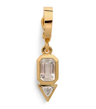 Azlee Yellow Gold, Moonstone And Diamond June Charm