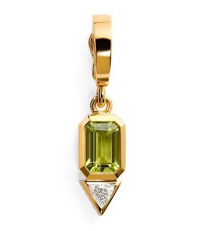 Azlee Yellow Gold, Peridot And Diamond August Charm In Multi