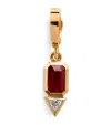 Azlee Yellow Gold, Ruby And Diamond July Charm In Multi