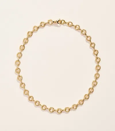 Azlee Yellow Gold Textured Chain Necklace