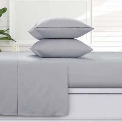 Azores Home 100% Cotton Flannel Sheet Set In Gray