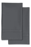 Azores Home 300 Thread Count Cotton Percale Pillowcase Set In Gray