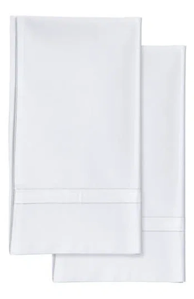 Azores Home 300 Thread Count Cotton Percale Pillowcase Set In White