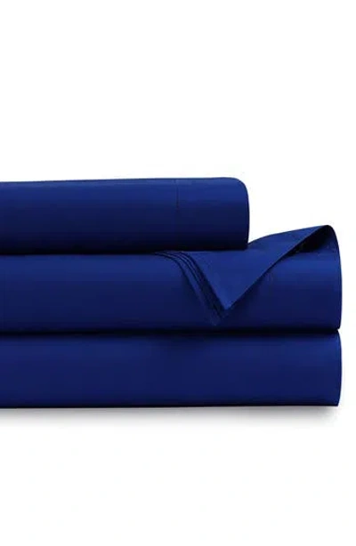 Azores Home 400 Thread Count Organic Cotton Percale Sheet Set In Blue