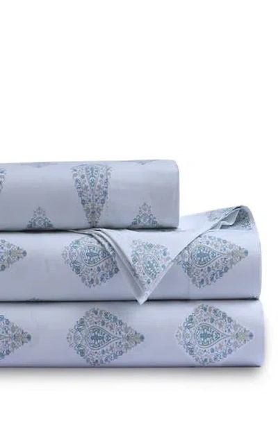 Azores Home 400 Thread Count Organic Cotton Percale Sheet Set In Blue