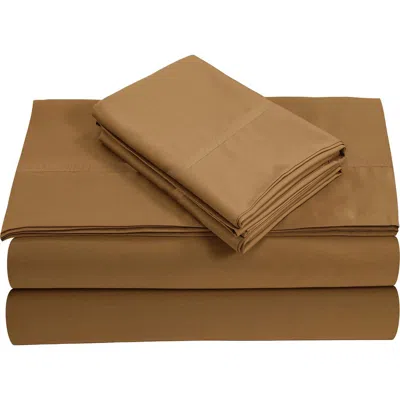 Azores Home 500 Thread Count Cotton Sateen Sheet Set In Brown
