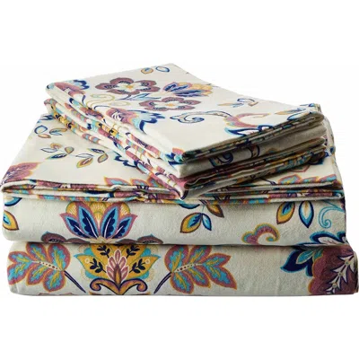 Azores Home Abstract Paisley Cotton Flannel Sheet Set In Multi