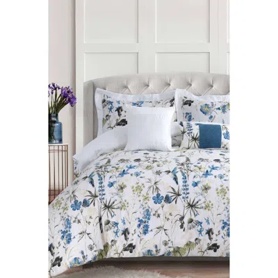 Azores Home Amalfi Cotton Sateen Comforter & Sham Set In Blue