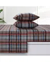 Azores Home Brentwood Plaid Extra Deep Pocket Flannel Sheet Set In Brown