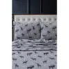 Azores Home Checkered Buck Cotton Flannel Sheet Set In Gray