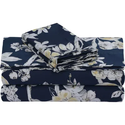 Azores Home Colmar 300 Thread Count Cotton Sateen Sheet Set In Blue