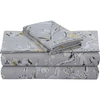 Azores Home Colmar 300 Thread Count Cotton Sateen Sheet Set In Gray