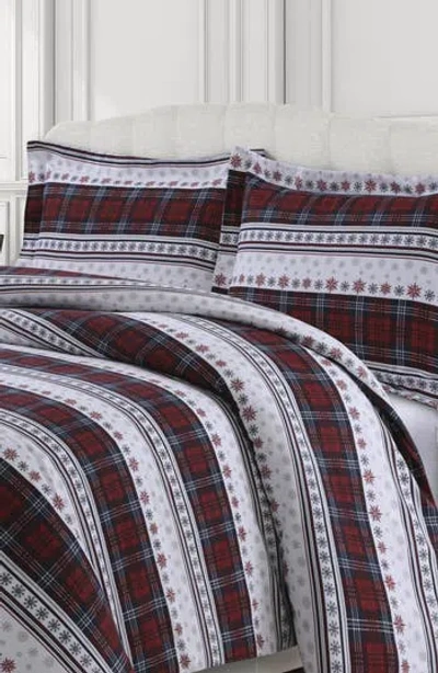 Azores Home Comfy Stripe Cotton Flannel Duvet Set In Multi