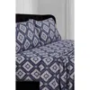 Azores Home Damask Cotton Flannel Sheet Set In Blue