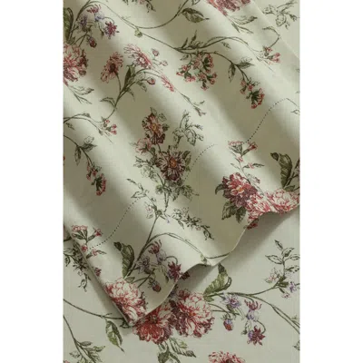 Azores Home Dollhouse Floral Cotton Flannel Sheet Set In Brown
