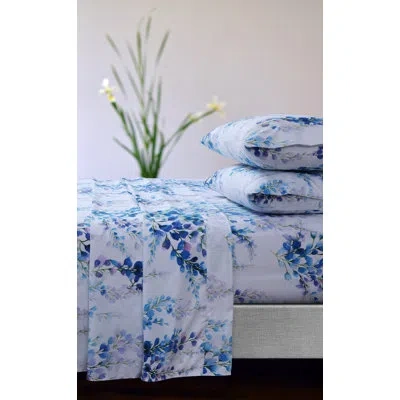 Azores Home Floral Microfiber Sheet Set In Blue