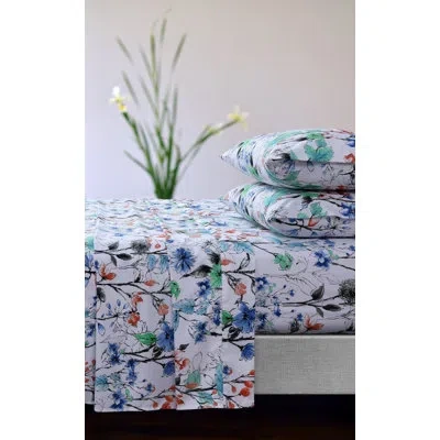 Azores Home Floral Microfiber Sheet Set In Green