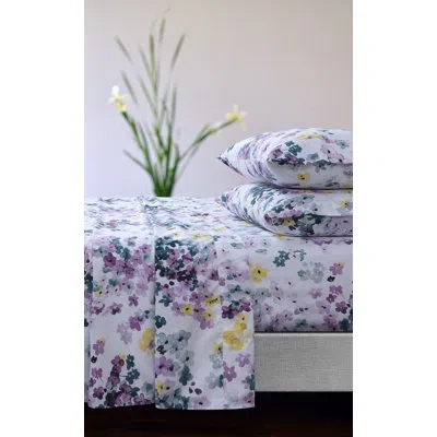 Azores Home Floral Microfiber Sheet Set In Purple