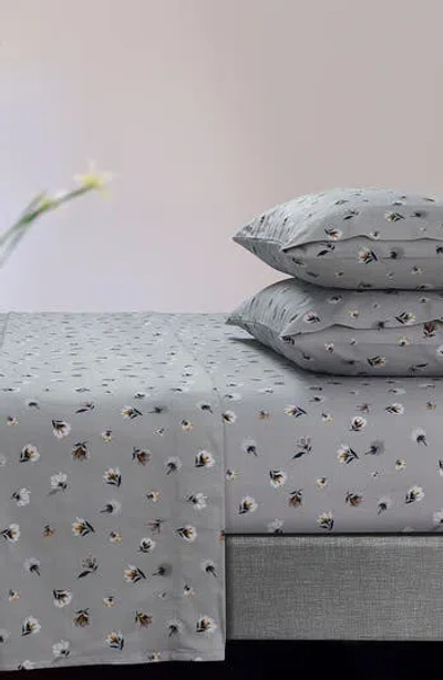 Azores Home Floryn Cotton Flannel Sheet Set In Gray