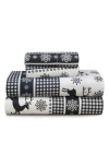Azores Home Gingham Deer Heavyweight Cotton Flannel Sheet Set In Blue
