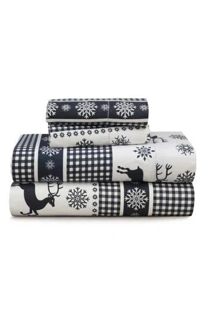 Azores Home Gingham Deer Heavyweight Cotton Set Of 2 Pillowcases In Blue