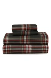 Azores Home Heritage Plaid Cotton Flannel Sheet Set In Brown
