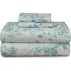 Azores Home Katy Floral Cotton Flannel Sheet Set In Blue