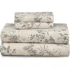 Azores Home Katy Floral Cotton Flannel Sheet Set In Brown