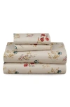 Azores Home Leilani Floral Cotton Flannel Sheet Set In White