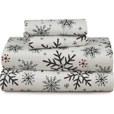 Azores Home Let It Snow Cotton Flannel Sheet Set In Neutral