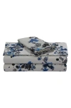 Azores Home Lisbon Printed 300 Count Cotton Sheet Set In Blue