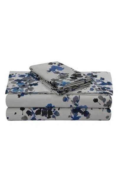 Azores Home Lisbon Printed 300 Count Cotton Sheet Set In Blue