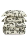 Azores Home Mountain Toile Cotton Flannel Bedding Set In Gray