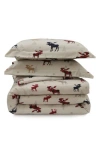 Azores Home Plaid Moose Cotton Flannel Duvet Cover & Sham Set In Multi