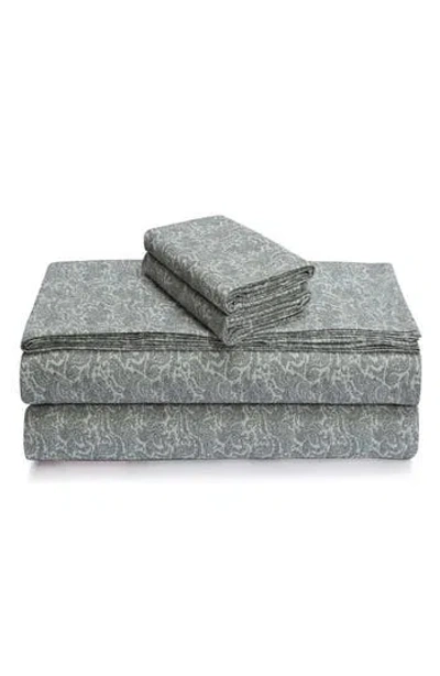 Azores Home Print Cotton Flannel Sheet Set In Gray