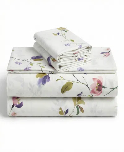 Azores Home Printed 300 Thread Count Cotton Deep Pocket 3-piece Sheet Set, Twin In Multi