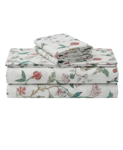 Azores Home Printed 300 Thread Count Cotton Deep Pocket 4-piece Sheet Set, Full In Multi