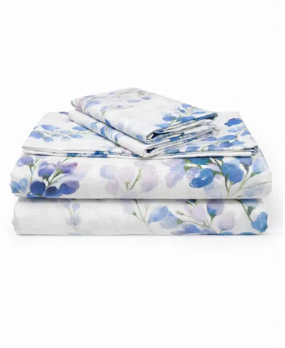 Azores Home Printed Microfiber Deep Pocket 4-piece Sheet Set, King In Blue