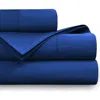 Azores Home Set Of 2 Cotton Sateen Pillowcases In Blue