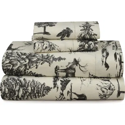 Azores Home Set Of 2 Mountain Toile Heavyweight Cotton Flannel Pillowcases In Gray