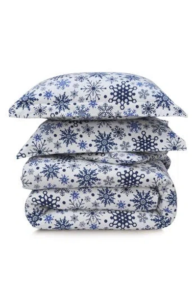 Azores Home Snowflakes Cotton Flannel Duvet Set In Multi